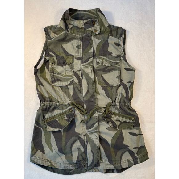 Nordstrom Caslon Green Camo Utility Vest Military Pockets Small - Picture 7 of 12